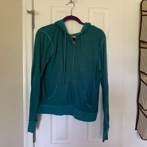 c&s Sweaters - Teal Hooded Zip Up Sweatshirt